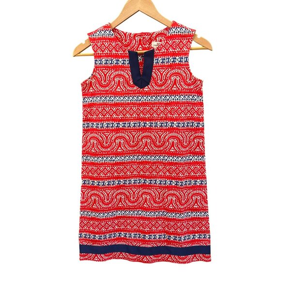 Vineyard Vines Girl's Red White Blue Sleeveless Shift Dress Size 14 EUC Preppy - Picture 1 of 6